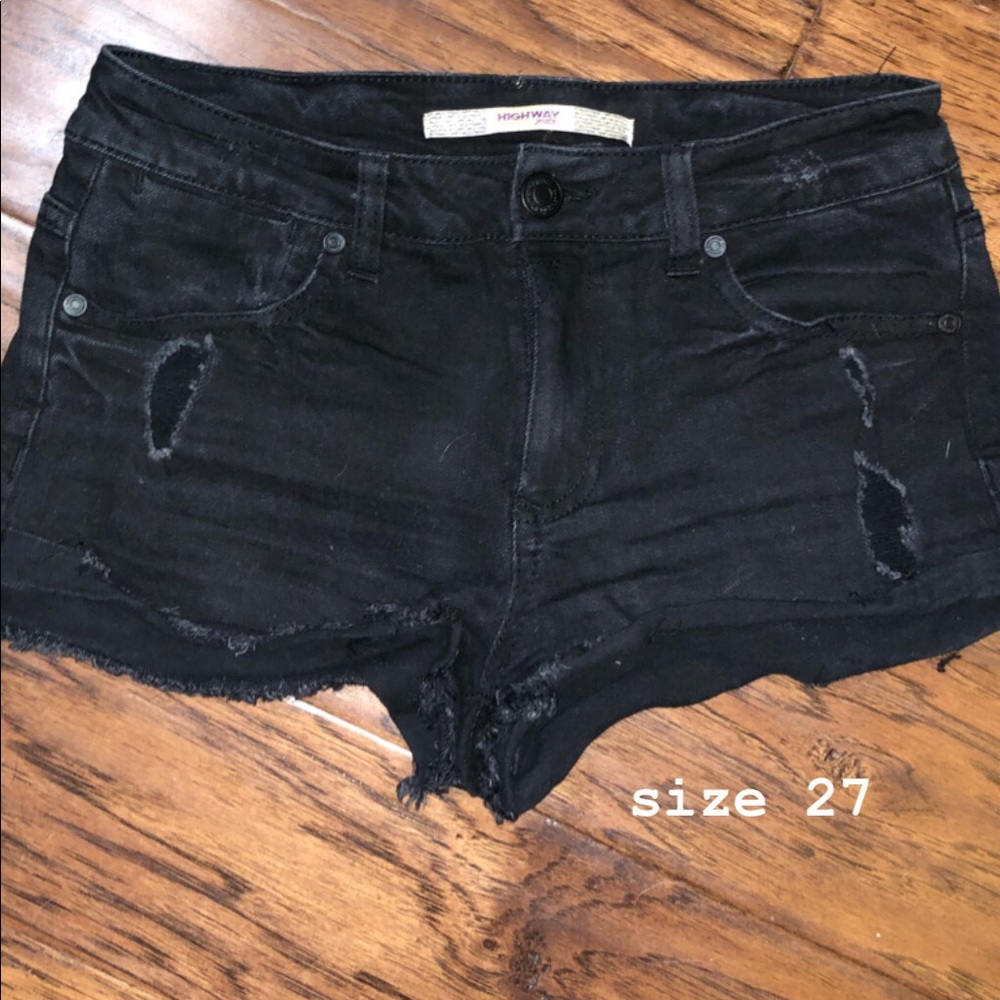 charlotte russe black distressed denim shorts
